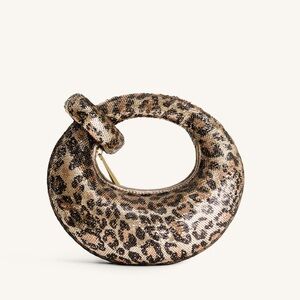 Abacus Metallic Sequin Mini Top Handle Bag - Leopard Print